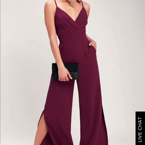 Lulus Pants - NWT Lulu’s Burgundy Jumpsuit, Size Small